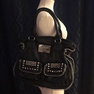 Black Bebe studs and chains bag